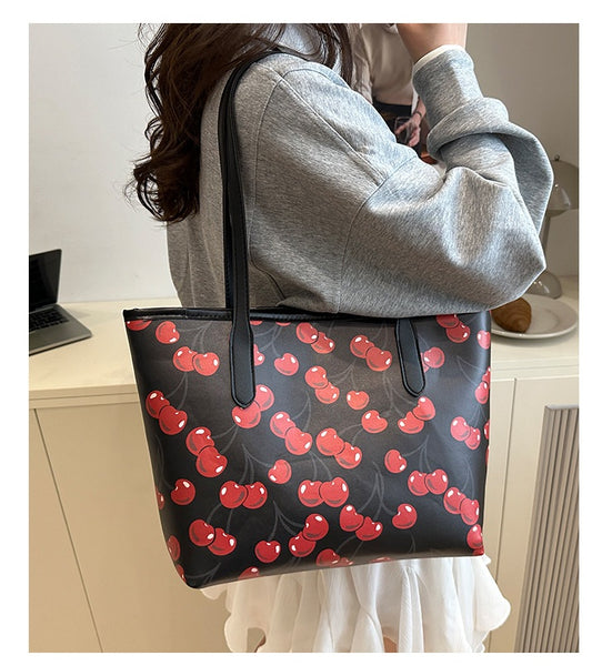 Cherry Print Tote Handbags