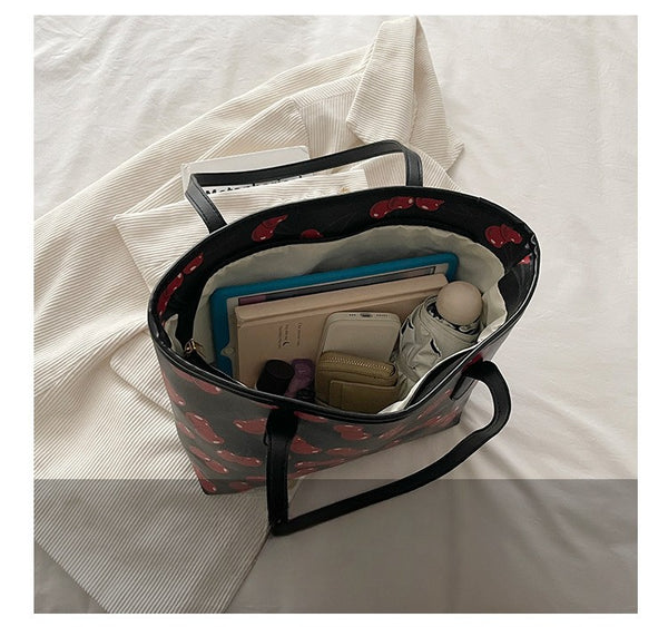 Cherry Print Tote Handbags