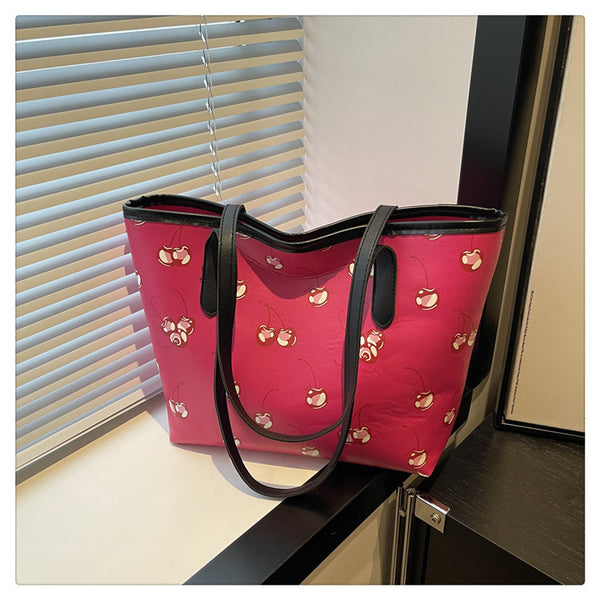 Cherry Print Tote Handbags