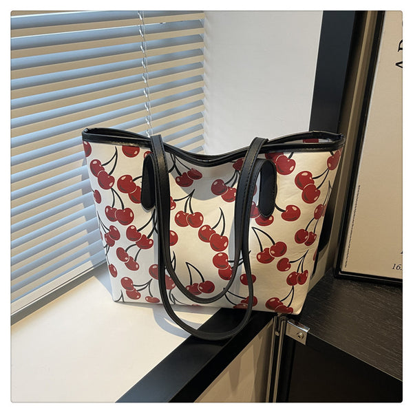 Cherry Print Tote Handbags