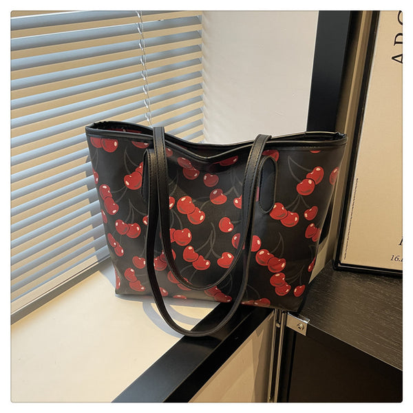 Cherry Print Tote Handbags
