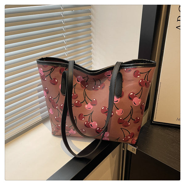 Cherry Print Tote Handbags