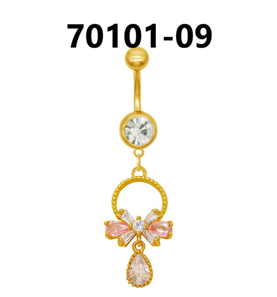 Full Diamond Gold Navel Piercing