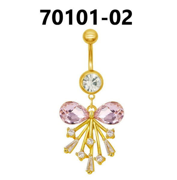 Full Diamond Gold Navel Piercing