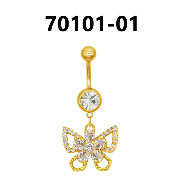 Full Diamond Gold Navel Piercing