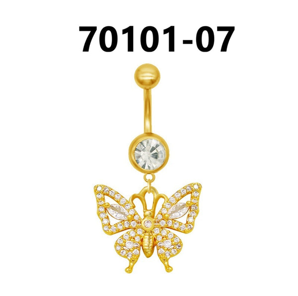 Full Diamond Gold Navel Piercing
