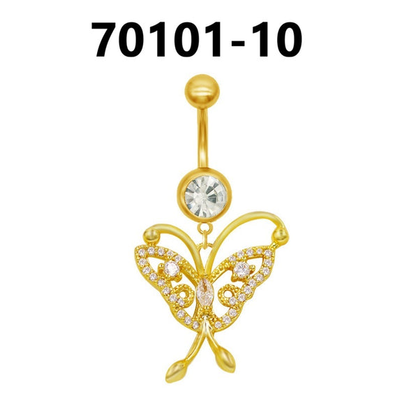 Full Diamond Gold Navel Piercing