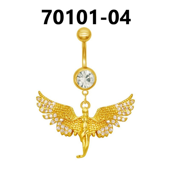 Full Diamond Gold Navel Piercing