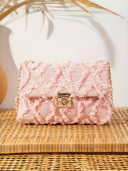 Criss Cross Denim Shoulder Bag