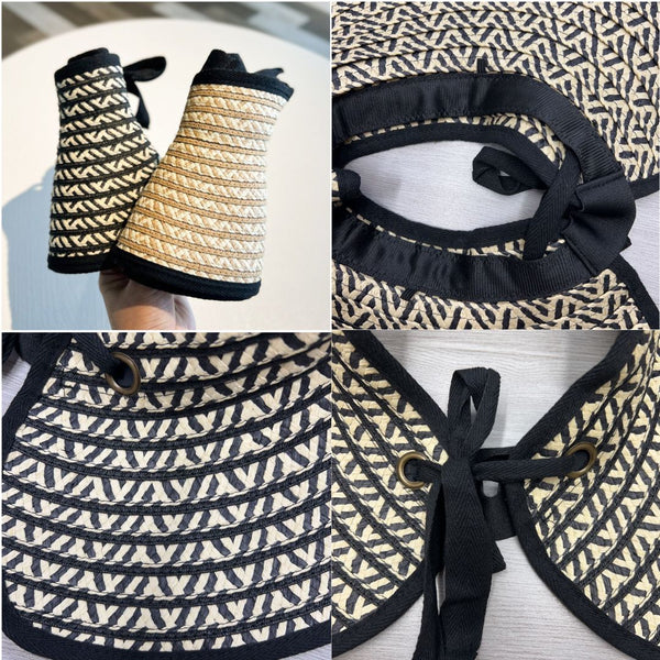 Open Top Straw Hat With Back Split