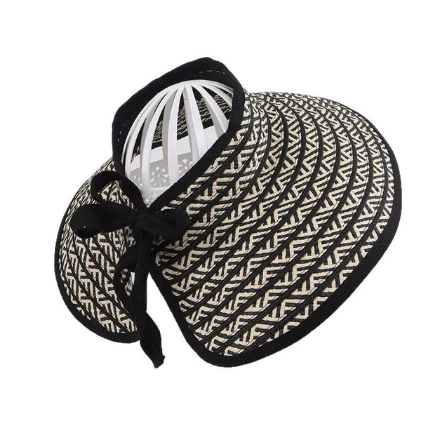 Open Top Straw Hat With Back Split