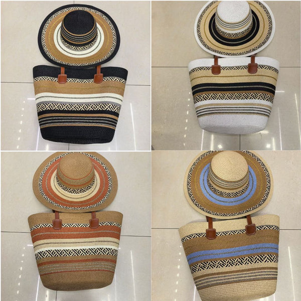 Ethnic Style Straw Bag & Hat Set