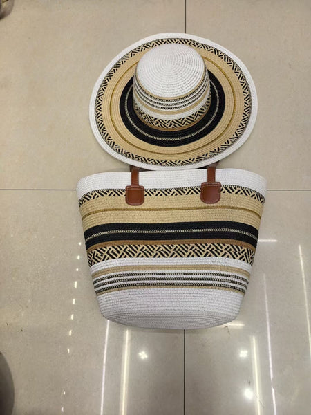 Ethnic Style Straw Bag & Hat Set
