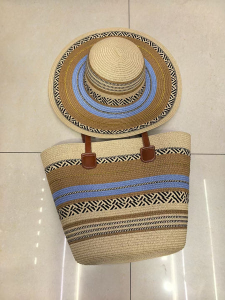 Ethnic Style Straw Bag & Hat Set