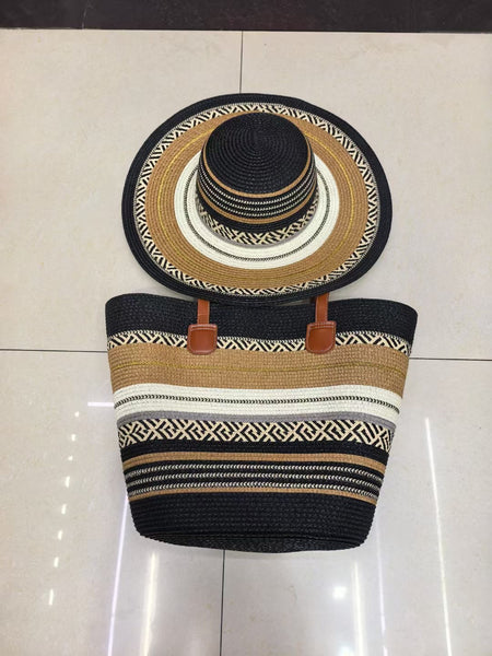 Ethnic Style Straw Bag & Hat Set