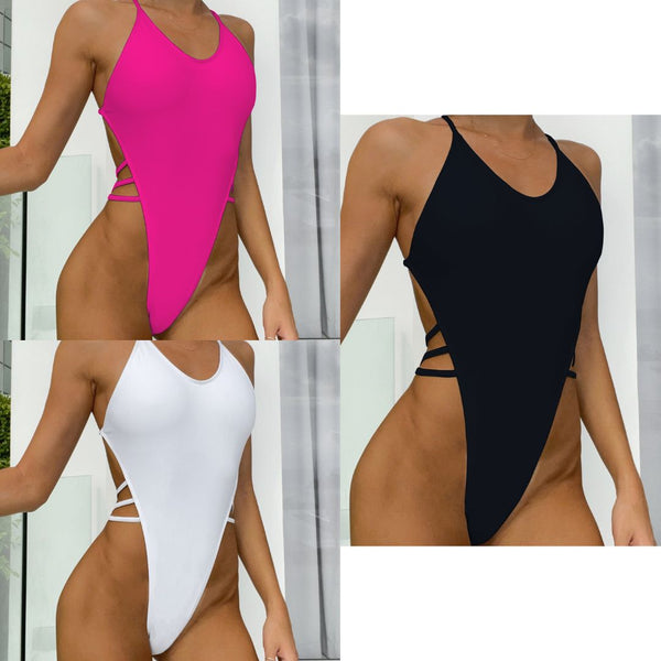 Backless Strappy 1 Piece Swimsuit