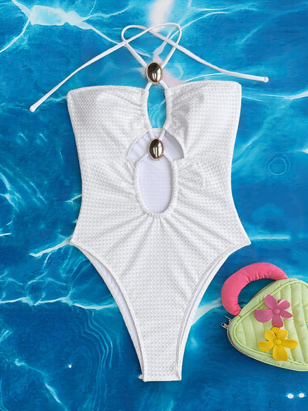 White Sexy 1 Piece Swimsuit