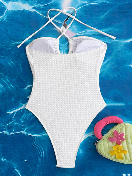 White Sexy 1 Piece Swimsuit