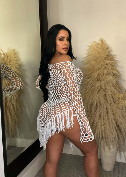 Hand Woven Large Mesh Tassel Beachwear