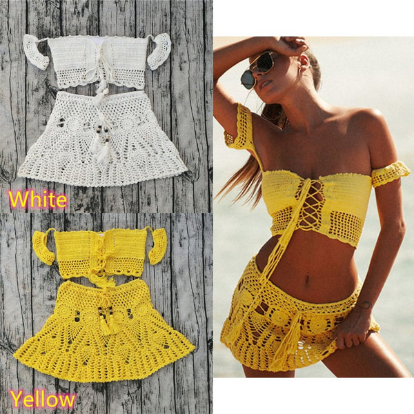 Handmade Crocheted 2 Piece With Mini Skirt