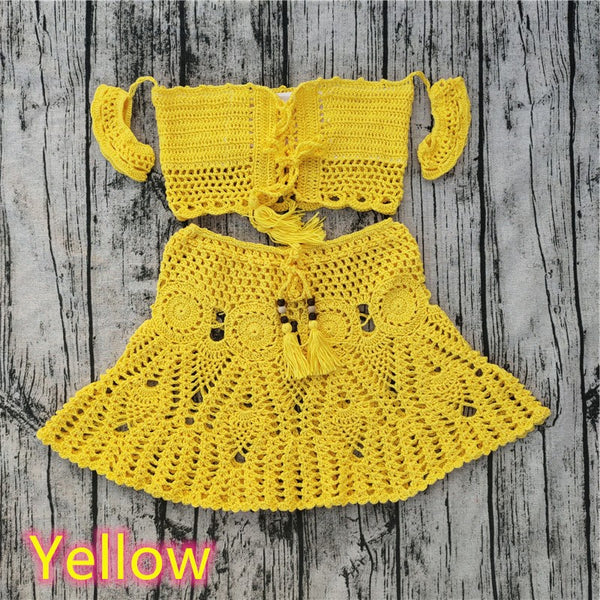 Handmade Crocheted 2 Piece With Mini Skirt