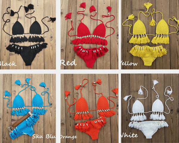 Handmade Crochet Tassel Bikini Set