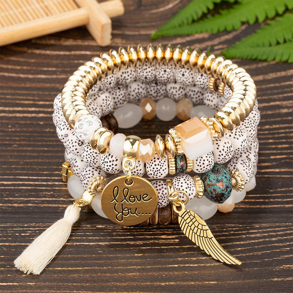 I Love You Boho Beaded Bracelets