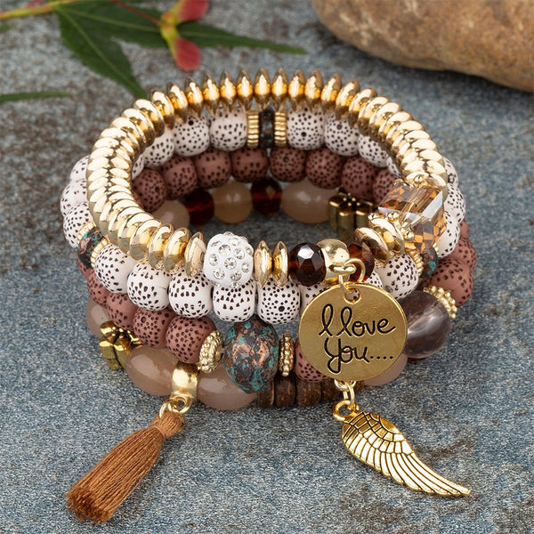 I Love You Boho Beaded Bracelets