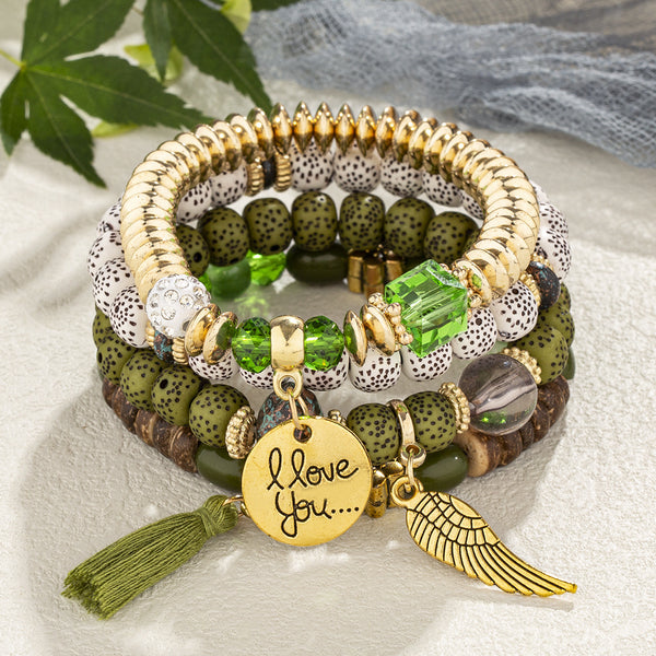 I Love You Boho Beaded Bracelets