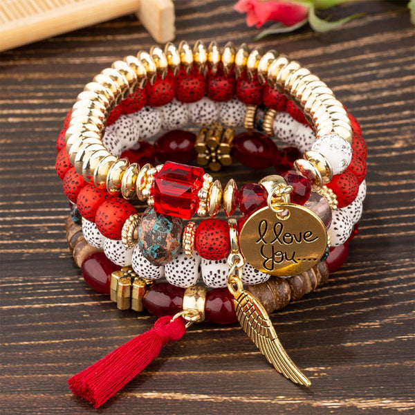 I Love You Boho Beaded Bracelets