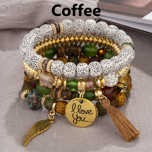 I Love You Boho Beaded Bracelets