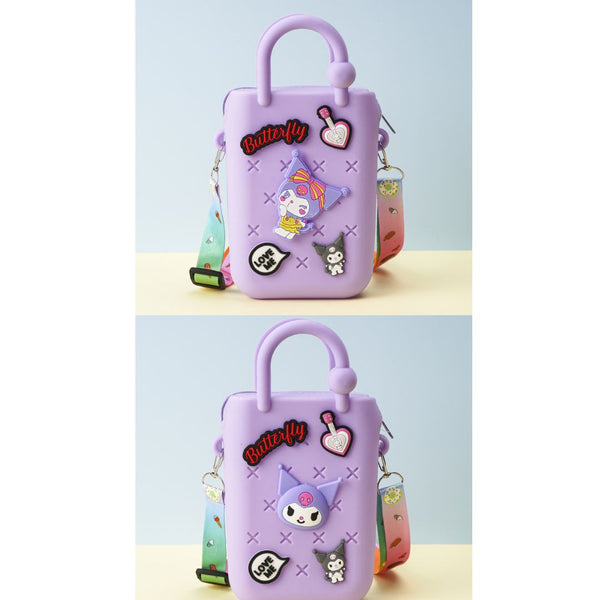 Zippered Silicone Croc Sidebag With Kuromi Charms
