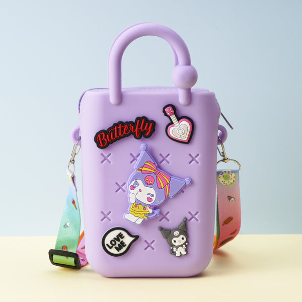 Zippered Silicone Croc Sidebag With Kuromi Charms