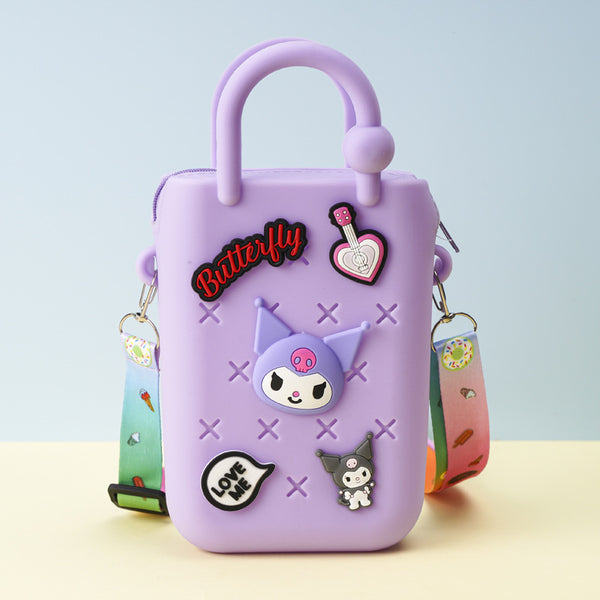 Zippered Silicone Croc Sidebag With Kuromi Charms