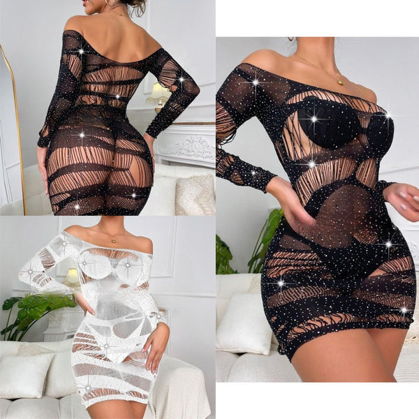 Sexy Mesh Rhinestone Dress
