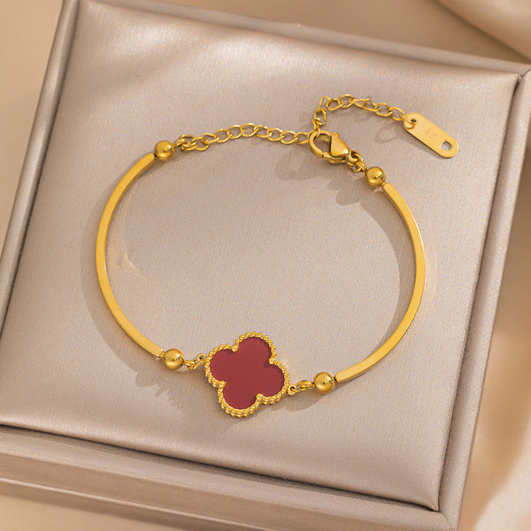 Single Flower Double Sided Clover Bracelet