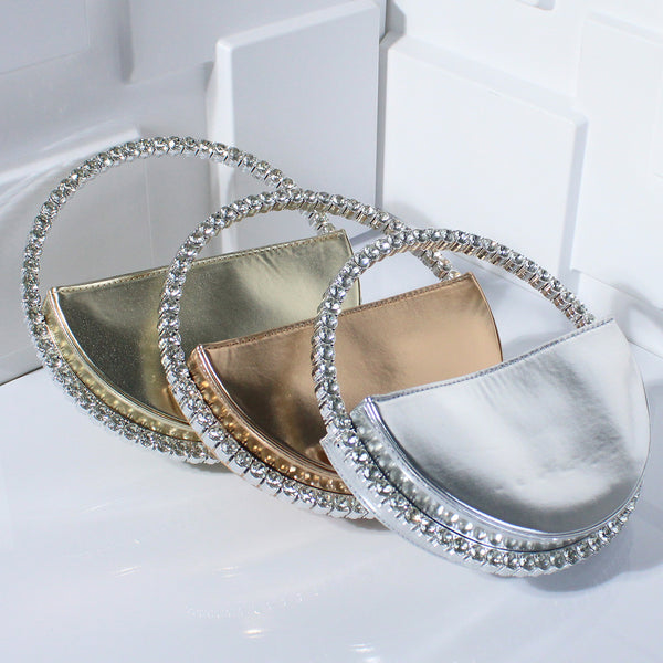 Evening Clutch With Rhinestone Handle