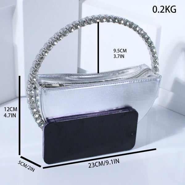 Evening Clutch With Rhinestone Handle