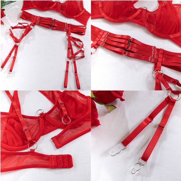 Sexy 3 Piece Cross Stitched Bikini With Garter