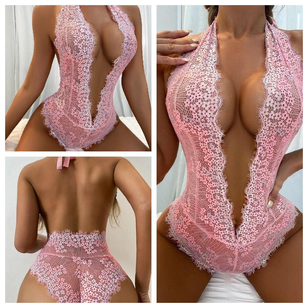 V-Neck Lace Bodysuit