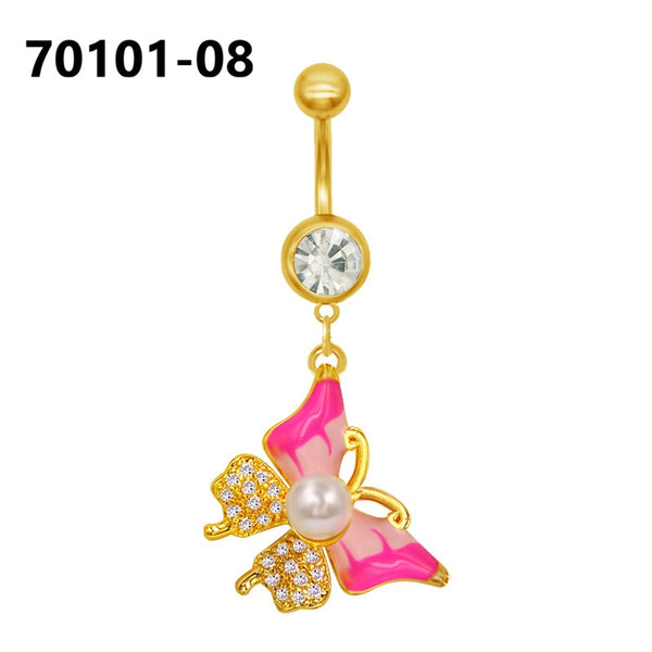 Full Diamond Gold Navel Piercing