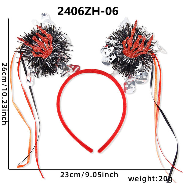 Halloween Fringed Pom Pom Headband