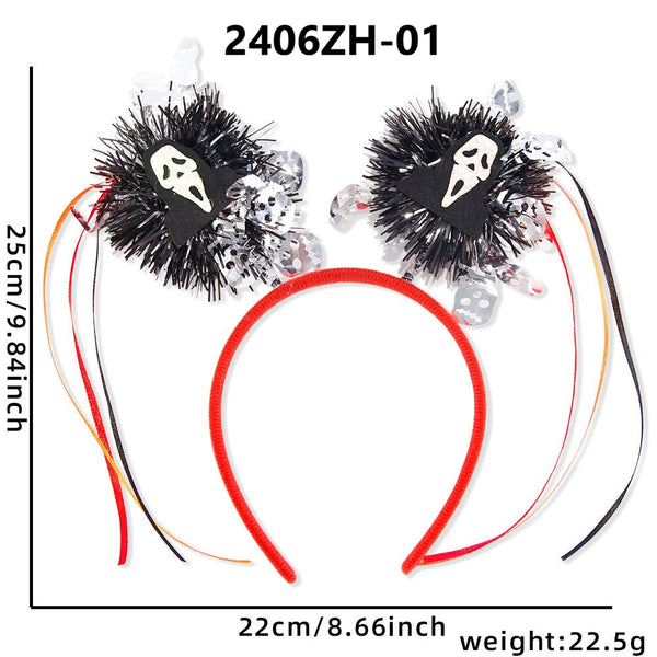 Halloween Fringed Pom Pom Headband