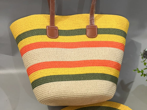 Yellow Straw Tote Bag