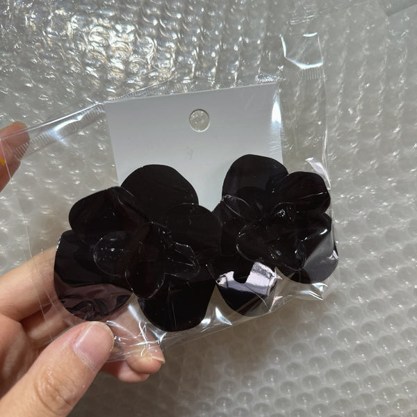 French 3D Metal Flower Earrings