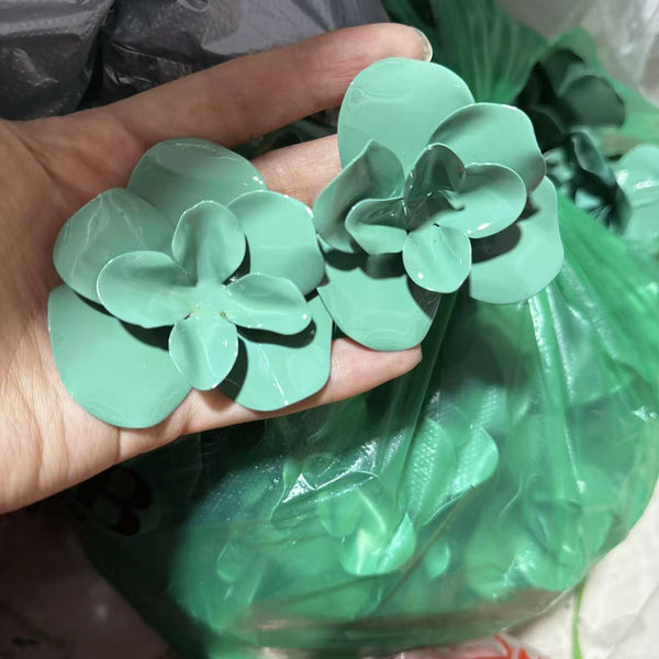 French 3D Metal Flower Earrings