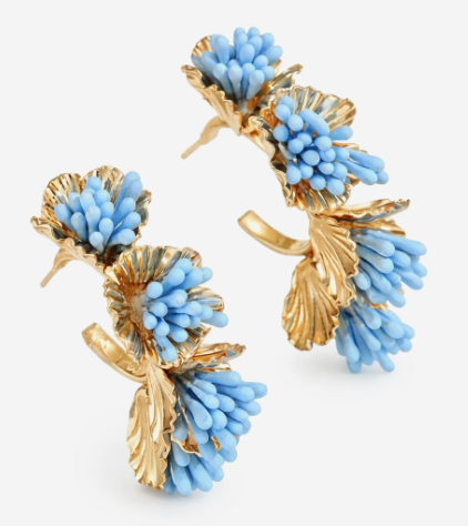 Raffia Metal Flower Earrings