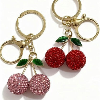 Rhinestone Cherry Keychains 2