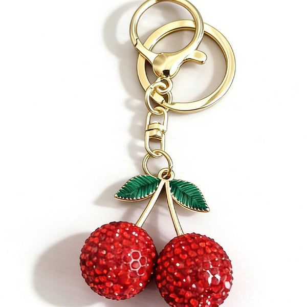 Rhinestone Cherry Keychains 2