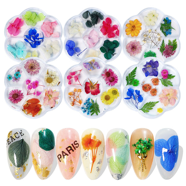 7 Compartment Dried Flower Nail Decoration